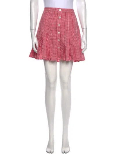Pre-owned Loeffler Randall Plaid Print Mini Skirt In Pink
