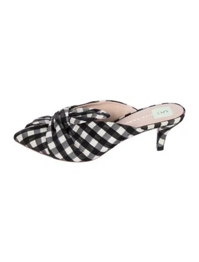 Pre-owned Loeffler Randall Plaid Print Mules In Black