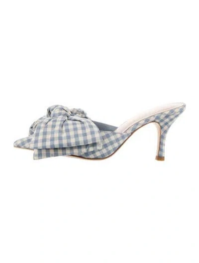 Pre-owned Loeffler Randall Plaid Print Mules In Blue