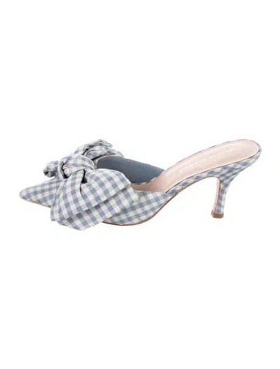 Pre-owned Loeffler Randall Plaid Print Mules In Silver