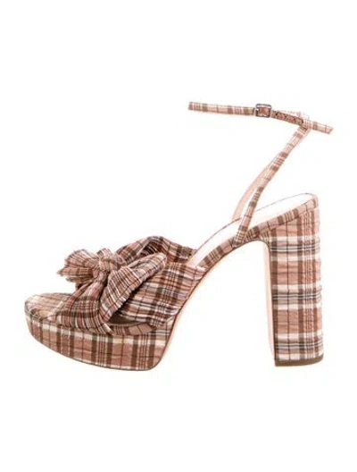 Pre-owned Loeffler Randall Plaid Print Pleated Accents Sandals In Multi