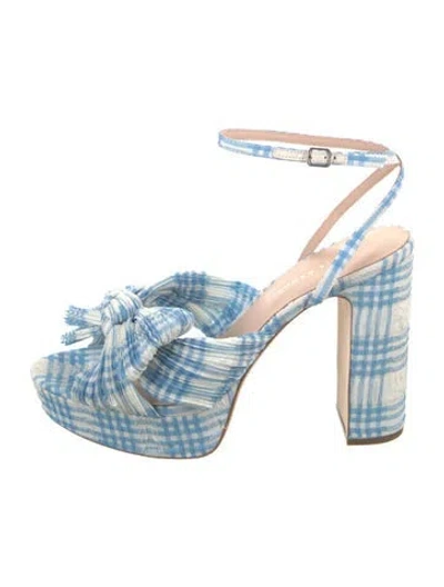 Pre-owned Loeffler Randall Plaid Print Sandals In Blue