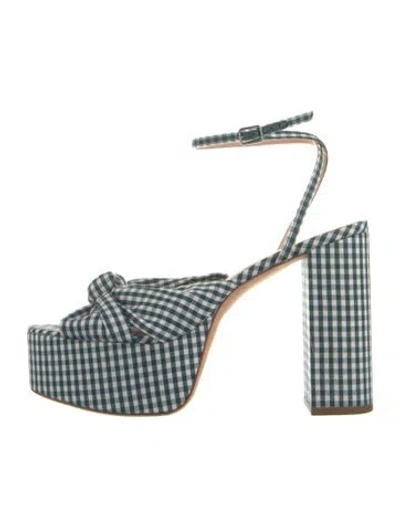 Pre-owned Loeffler Randall Plaid Print Sandals In Green