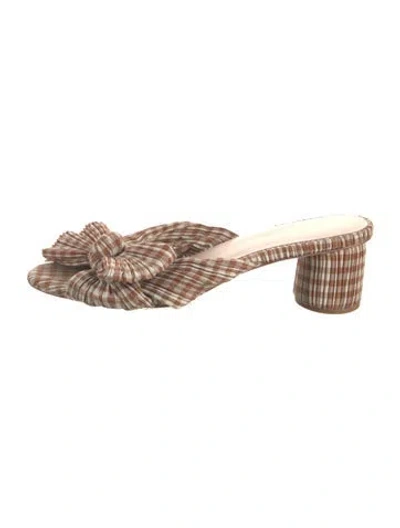 Pre-owned Loeffler Randall Plaid Print Slides In Neutral