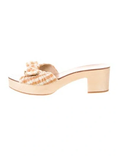 Pre-owned Loeffler Randall Plaid Print Slides In Neutral
