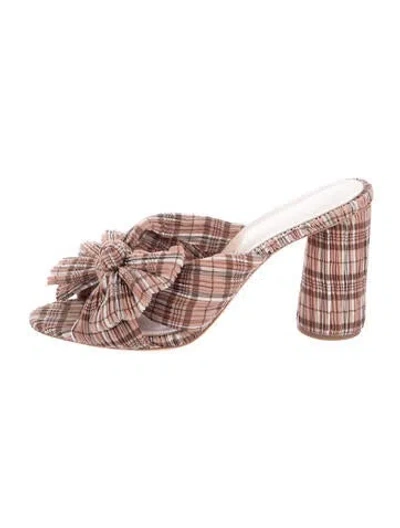 Pre-owned Loeffler Randall Plaid Print Slides In Neutrals