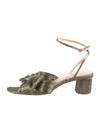 Pre-owned Loeffler Randall Pleated Accents Sandals In Gold