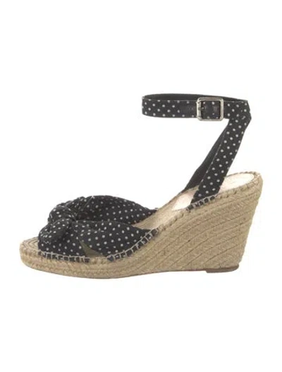 Pre-owned Loeffler Randall Polka Dot Print Bow Accents Espadrilles