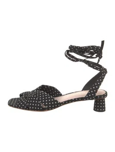 Pre-owned Loeffler Randall Polka Dot Print Sandals In Black