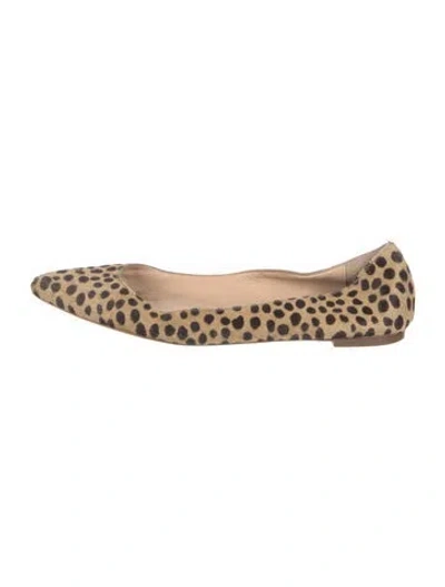 Pre-owned Loeffler Randall Ponyhair Animal Print Ballet Flats In Brown
