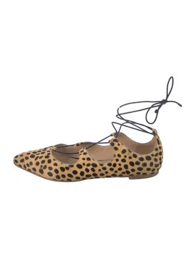 Pre-owned Loeffler Randall Ponyhair Animal Print Ballet Flats In Neutral