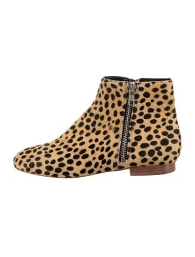 Pre-owned Loeffler Randall Ponyhair Animal Print Boots In Neutrals
