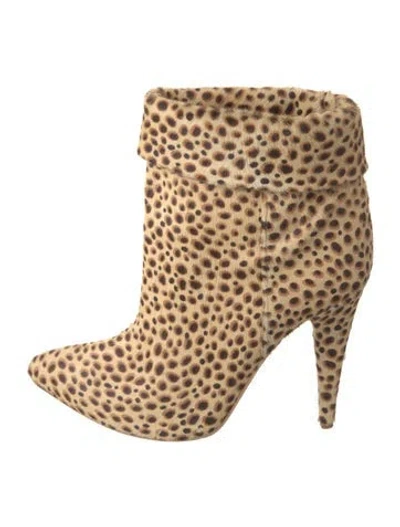 Pre-owned Loeffler Randall Ponyhair Animal Print Boots In Neutrals