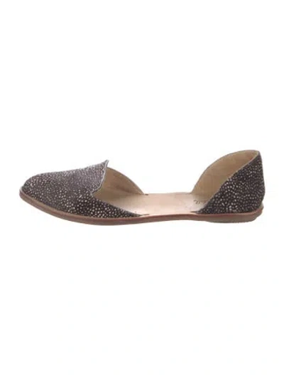 Pre-owned Loeffler Randall Ponyhair Animal Print D'orsay Flats In Brown