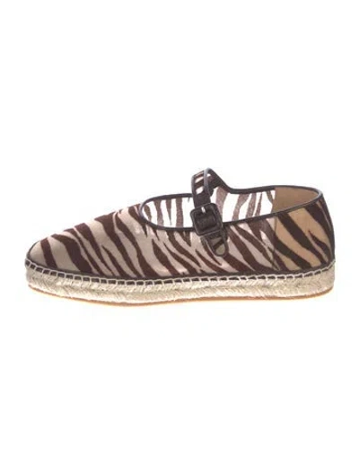 Pre-owned Loeffler Randall Ponyhair Animal Print Espadrilles In Brown