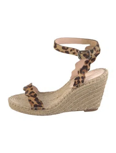 Pre-owned Loeffler Randall Ponyhair Animal Print Espadrilles In Neutrals