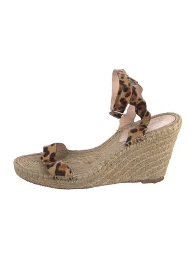 Pre-owned Loeffler Randall Ponyhair Animal Print Espadrilles In Neutrals