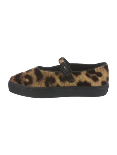Pre-owned Loeffler Randall Ponyhair Animal Print Mary Jane Flats In Multi