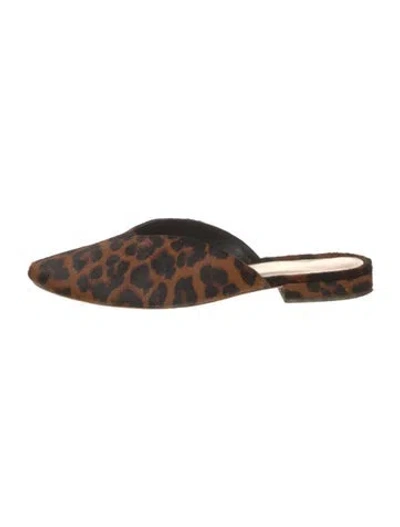 Pre-owned Loeffler Randall Ponyhair Animal Print Mules In Brown