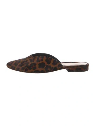 Pre-owned Loeffler Randall Ponyhair Animal Print Mules In Brown