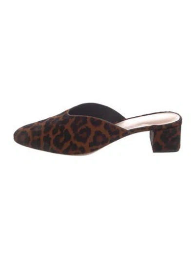 Pre-owned Loeffler Randall Ponyhair Animal Print Mules In Multi