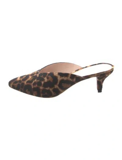 Pre-owned Loeffler Randall Ponyhair Animal Print Mules In Neutral