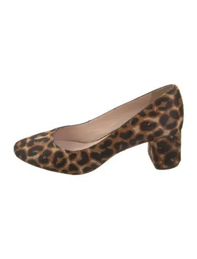Pre-owned Loeffler Randall Ponyhair Animal Print Pumps In Brown