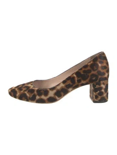 Pre-owned Loeffler Randall Ponyhair Animal Print Pumps In Brown
