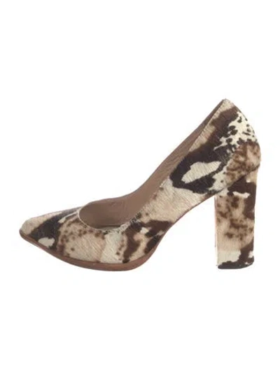 Pre-owned Loeffler Randall Ponyhair Animal Print Pumps In Neutral