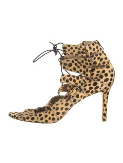 Pre-owned Loeffler Randall Ponyhair Animal Print Pumps In Neutral