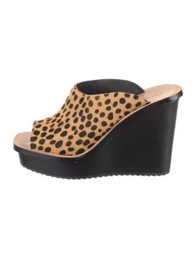 Pre-owned Loeffler Randall Ponyhair Animal Print Slides In Neutral
