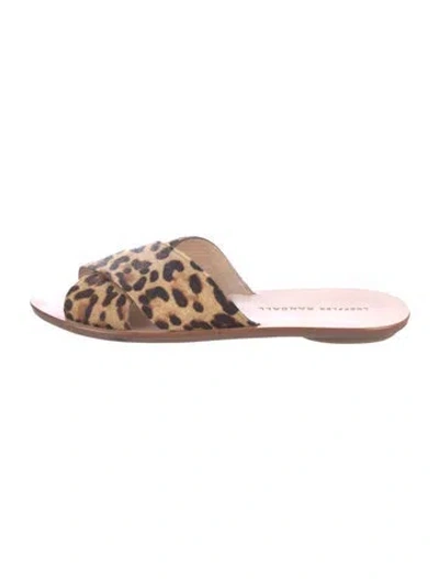 Pre-owned Loeffler Randall Ponyhair Animal Print Slides In Neutrals