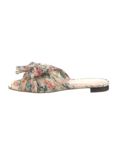 Pre-owned Loeffler Randall Printed Bow Accents Mules In Neutral