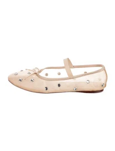 Pre-owned Loeffler Randall Printed Crystal Embellishments Ballet Flats In Neutrals