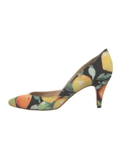 Pre-owned Loeffler Randall Printed D'orsay Pumps In Yellow