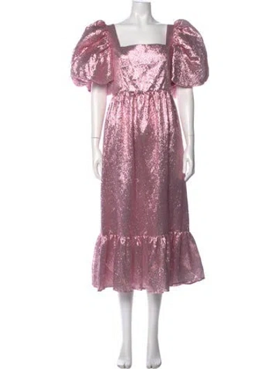 Pre-owned Loeffler Randall Printed Long Dress In Pink