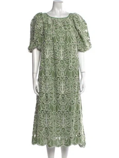 Pre-owned Loeffler Randall Printed Long Dress W/ Tags In Green