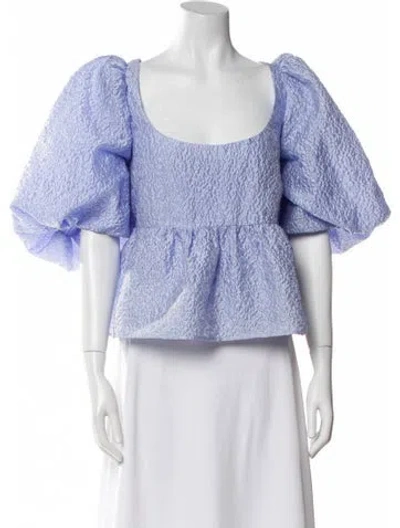 Pre-owned Loeffler Randall Printed Scoop Neck Crop Top In Multi