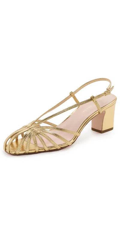 Loeffler Randall Priscilla Lattice Slingback Heeled Sandals Gold