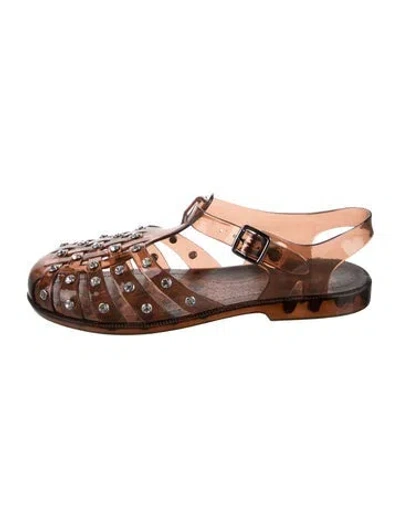 Pre-owned Loeffler Randall Pvc Animal Print Flats In Brown