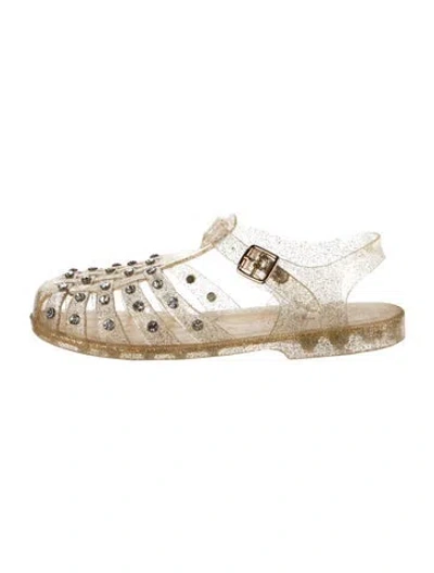 Pre-owned Loeffler Randall Pvc Patterned Flats In Gold