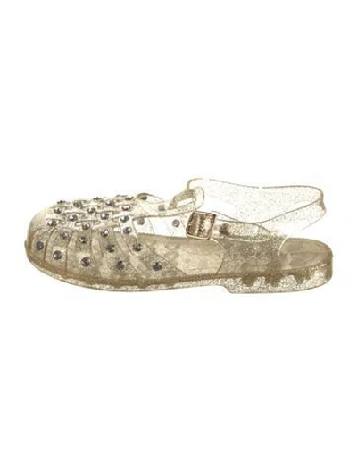 Pre-owned Loeffler Randall Pvc Patterned Flats In Gold