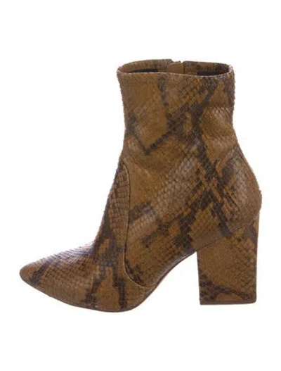 Pre-owned Loeffler Randall Python Animal Print Boots In Brown