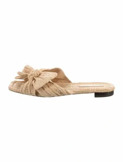 Pre-owned Loeffler Randall Raffia Bow Accents Espadrilles In Neutral