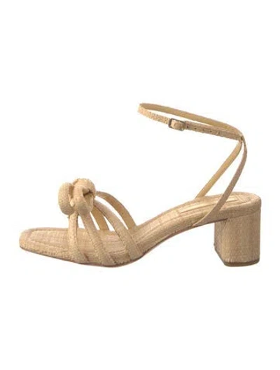 Pre-owned Loeffler Randall Raffia Bow Accents Sandals In Neutral