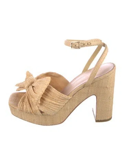Pre-owned Loeffler Randall Raffia Braided Accents Espadrilles In Neutral