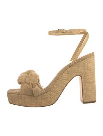 Pre-owned Loeffler Randall Raffia Braided Accents Espadrilles In Neutral