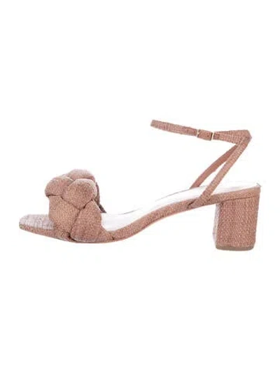 Pre-owned Loeffler Randall Raffia Braided Accents Sandals In Neutral
