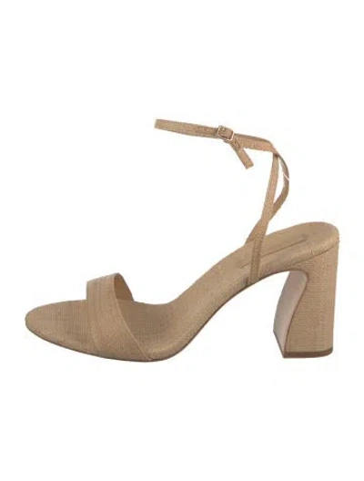 Pre-owned Loeffler Randall Raffia Braided Accents Sandals In Neutral