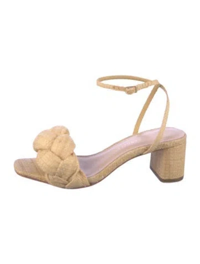 Pre-owned Loeffler Randall Raffia Braided Accents Sandals In Neutral